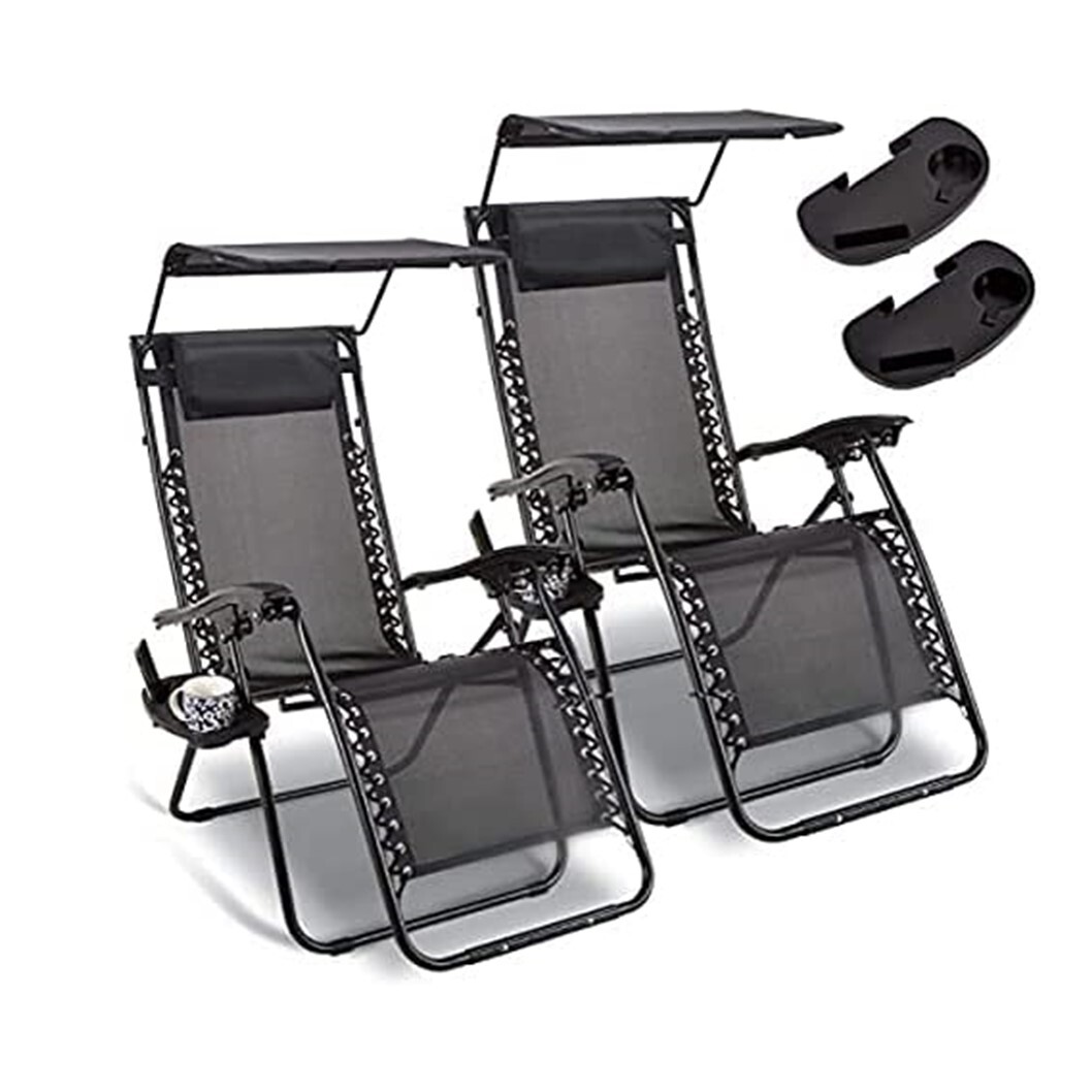 Zero Gravity Chair Recliner Seat W/ Cup Phone Holder Canopy Sun