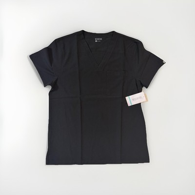 MED COUTURE Activate Stretch Men s V-Neck Chest Pocket Scrub Top -Medium- Black