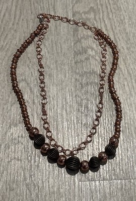Vintage Artisan Made Copper Necklace with Inner Chain Handmade 