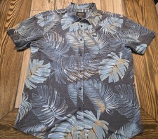 O'Neill TRVLR Series Mens Large Hawaiian Shirt Blue Gray Tropical Short Sleeve