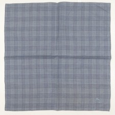 Vintage Burberrys Handkerchief Pocket Square Gray Nova Check Plaid Cotton 18.5  
