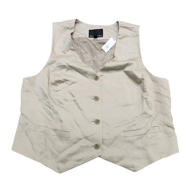 Banana Republic Suit Vest Womens 16 Tall Beige Twill Lined Four Button Career