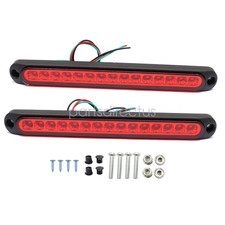 2x 10 Red Led Truck Trailer Strip 3rd Brake Lights Rear Turn Tail Light Bar 2x 10 Red Led Truck Trailer Strip 3rd Brake Lights Rear Turn Tail Light Bar