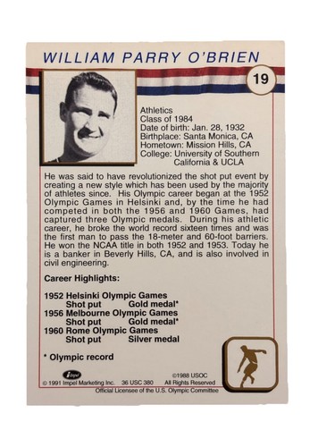 Carte Collection Ray Ewry #13 - Athlétisme US Olympics Hall Of Fame - Collection CC Non Gradée