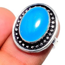 Blue Chalcedony Gemstone 925 Sterling Silver Jewelry All Size Ring For Gift