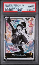 2025 ONE PIECE ST29 #001 EGGHEAD B&W MONKEY D. LUFFY LEADER PARALLEL PSA 10