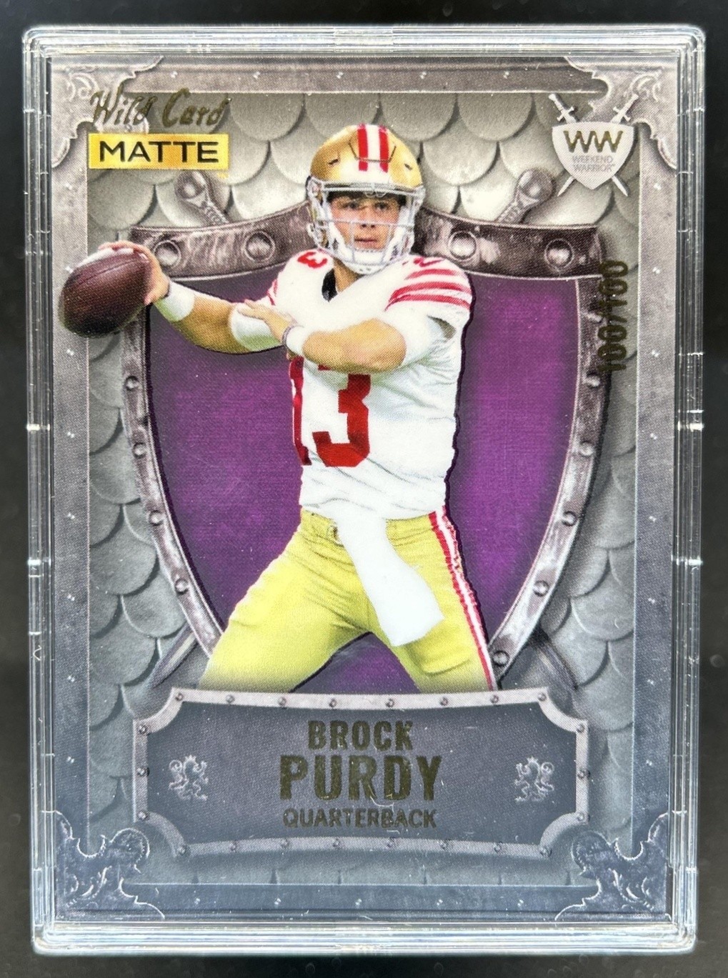 Brock Purdy Wild Card Matte Gold Weekend Warrior #51 Purple