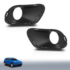 For Jeep Cherokee 2014-2018 Pair Black Fog Light Bezel Fog Lamp Trim Cover Grill