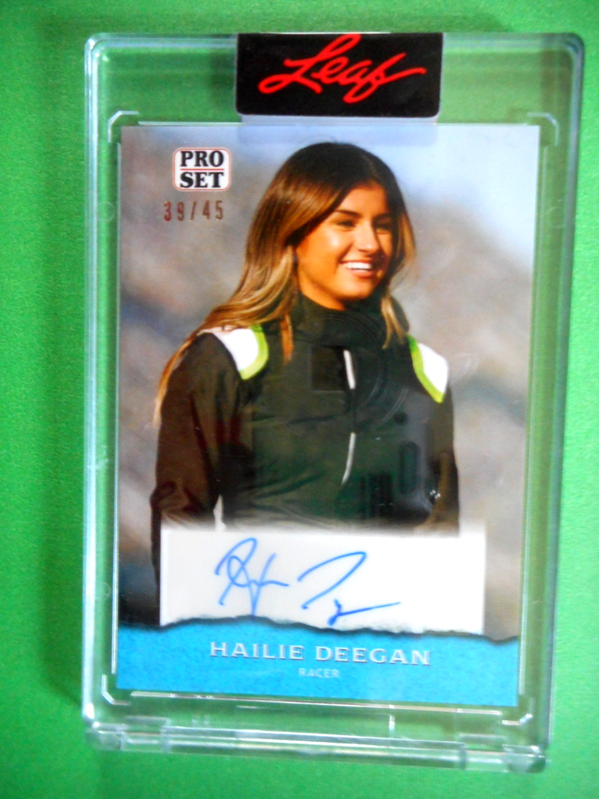 Hailee Deegan 2022 Leaf Pro Set Sports Blue Autographed Card #PSA-HD1 #/45 view 2