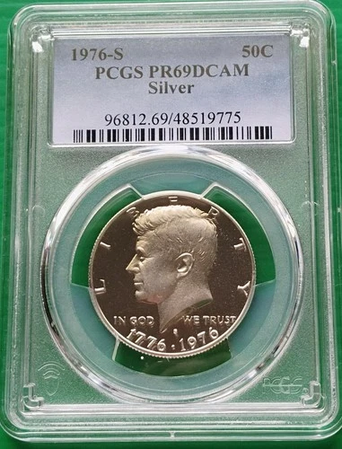 1976 S Kennedy Silver Proof Half Dollar JFK,  PCGS PR69 DCAM, Bicentennial, 50¢