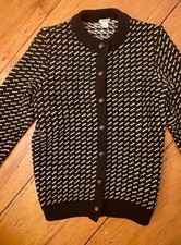 Vintage L.L. Bean women  s Wool Cardigan Sweater Navy Fair Isle Button S Regular
