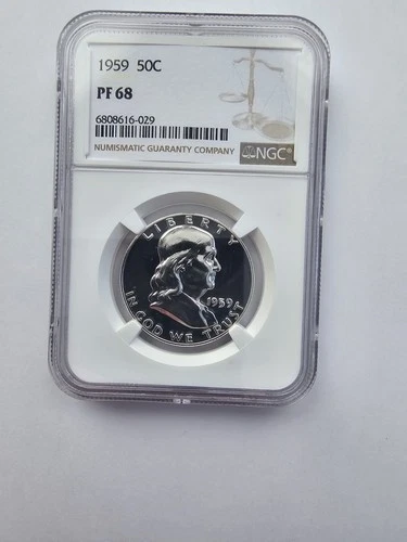 90% SILVER 1959 PF68 FRANKLIN HALF DOLLAR GRADED NGC 50C P MINT AG COIN