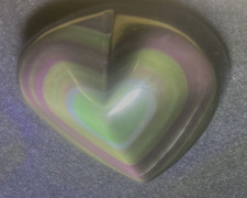 NATURAL OBSIDIAN DOUBLE SIDE RAINBOW POLISHED HEART 154 GRAMS or 5.5 OZ’S