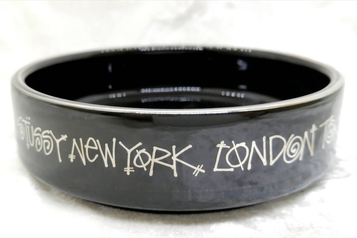 Stussy Ceramic Ashtray Black NYC London Tokyo LA Gold Rim Used | eBay