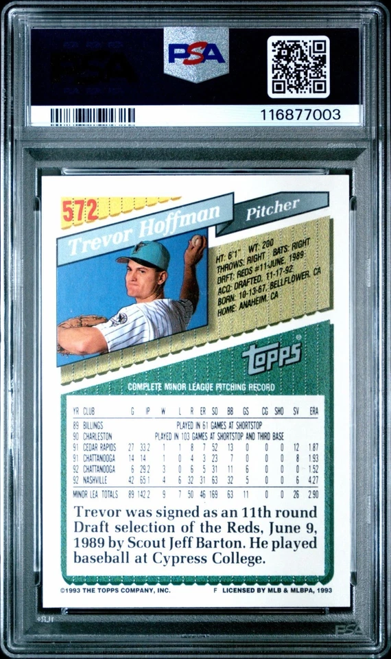 Trevor Hoffman 1993 Topps #572 PSA 10 gemas como nuevo Foto 2 de 2