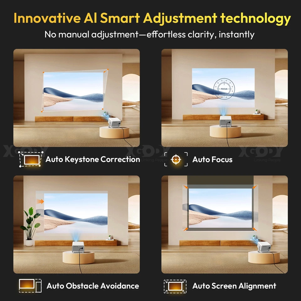 4K Projector 25000Lm 1080P HD LED Smart Video Home Theater Cinema Bluetooth WiFi - Image 4 of 4