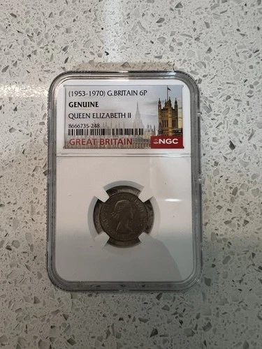 (1953‑1970) Great Britain 6 Pence Queen Elizabeth II – NGC Slabbed – Genuine