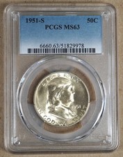 1951-S FRANKLIN HALF DOLLAR PCGS MS63 829978