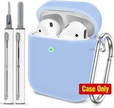 AirPods 1/2 Case Cover, Soft Silicone Protective Cover with Buckle, Sky Blue