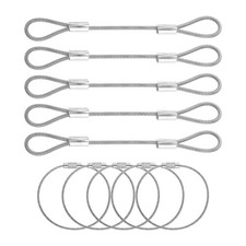Set 5 Lucchetto Cavo di Sicurezza Doppio Loop (0,33 ft X0,08'') + Cavo Portachiavi, Argento