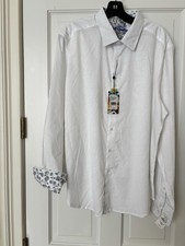 NEW w Tags Robert Graham Men s SHIRT XL Classic Fit Hanging Gardens WHITE