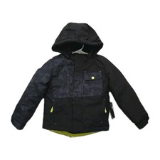 Winter Snow Coat Free Country Boys Size 4/5 Snow Jacket Hooded Fleece Black Neon