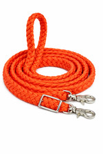 Roping Knotted Horse Tack Western Barrel Reins Nylon Braided Orange 60755