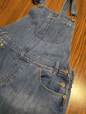 Levis Denim Jean Overall Pants Womens Sz Medium Pockets Blue Medium Rinse