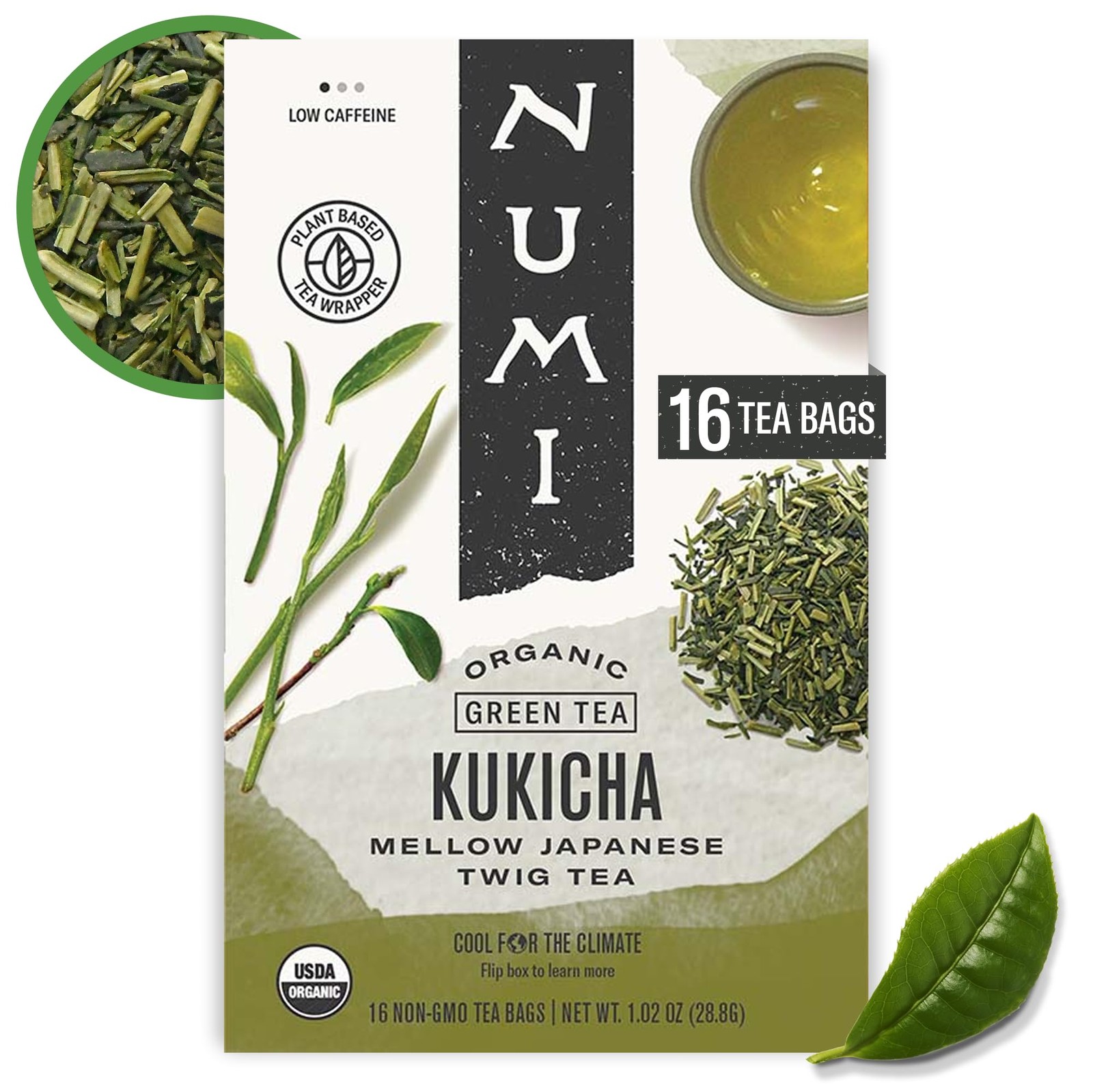 Numi Organic Kukicha Japanese Green Tea, 16 Microplastic 16 Count (Pack of 1) 
