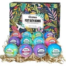 Organic Foot Bath Bombs Gift Set, 12 Essential Oil Rich Foot Soak for Mom and...