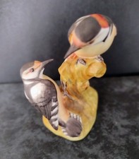 ROYAL WORCESTER-ENGLAND No 3363 PIED WOODPECKERS ON BRANCH MATT PAINTED