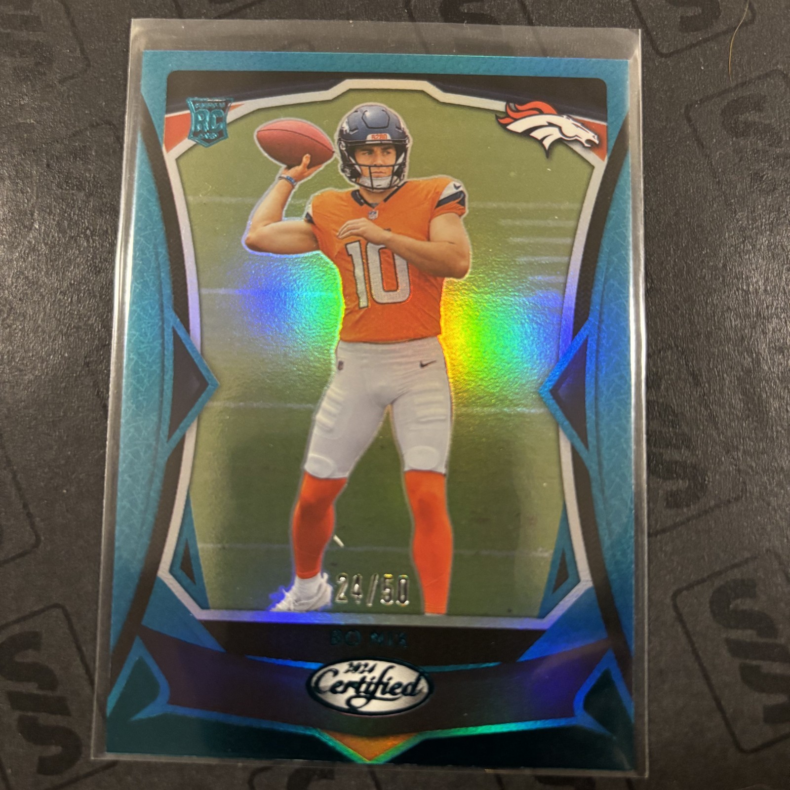 2024 Certified Football Teal Mirror /50 Bo Nix RC Rookie #109 Denver Broncos