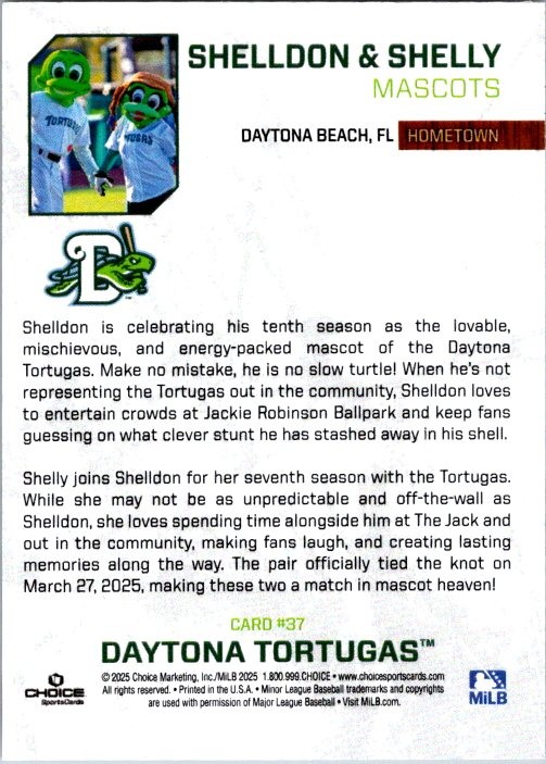 Shelldon Carrius Shelldon / Shelly MAS 2025 Choice Daytona Tortugas #37 Daytona Tortugas ...