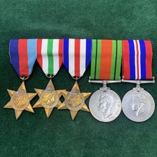 WW2 MEDALS 1939-45/ITALY/FRANCE & GERMANY STARS WITH DEFENCE/WAR MEDALS set of 5