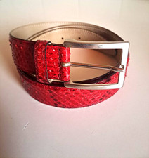 CINTURA DA UOMO IN VERO PITONE ROSSO/BORDEAUX  -CONBIPEL-  USATA IN OTTIMO STATO