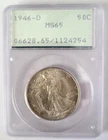 1946-D 50c Silver Walking Liberty Half Dollar PCGS MS65 Gem Old Holder Rattler