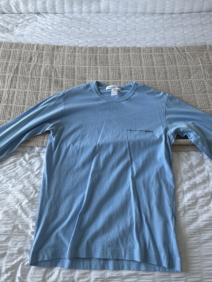 Comme Des Garcons Blue Cotton Knit Long Sleeve Crew Neck Men