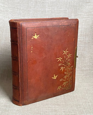 Antique Victorian Photo Album Matt Leather Gilt Clasp &Edges 44 Period Photos
