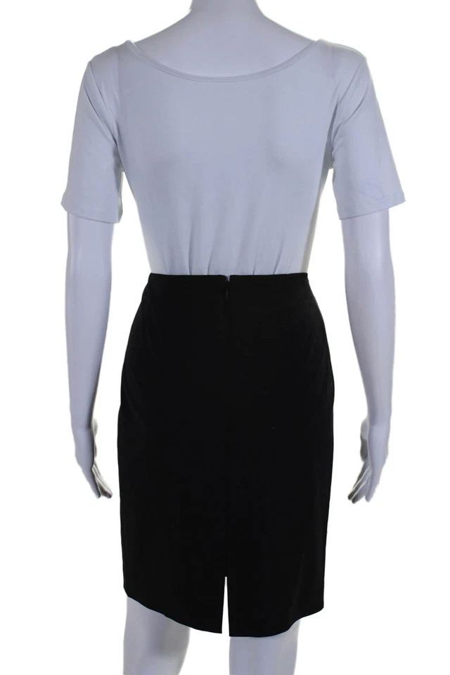 Elie Tahari Womens Back Slit Mini Pencil Skirt Black Wool Blend Size 2 - Image 3 of 4
