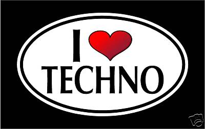 5.75'' I LOVE TECHNO vinyl decal sticker.. music