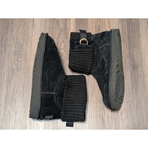 UGG Classic Solene Knit Cuff Boots Suede Winter Warm Black Boots Size 11