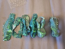 Lot of 6 Aqua sequin garter bride bridal wedding prom garters dancer stripper
