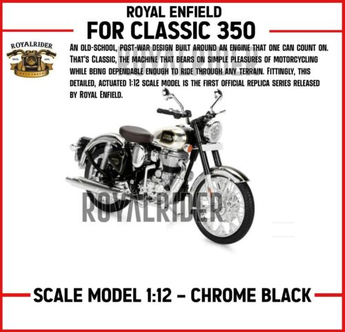 Royal Enfield Classic 350 Modell im Maßstab 1:12, Chromschwarz - Afbeelding 1 van 7