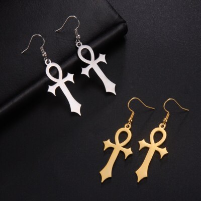 Ankh Cross Earrings Vintage Egyptian Protection Pendant Sign of Life Religious
