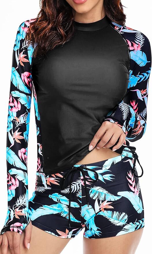 Swimsuit Rash Guard Women Long Sleeve Swimwear Surfing Two Piece Set Swim-image
