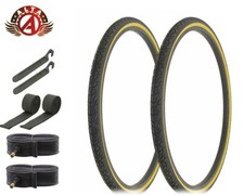 ALTA BICYCLE WIRE BEAD TIRES 26 x 1-3/8 BLACK/GUM CROSS RANGER SEMISLICK 8pc SET