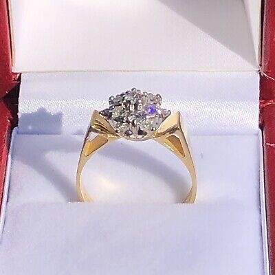 0.74Ct VS2 Natural Diamond Cluster Engagement Ring For Her In 14k Solid  Gold | eBay