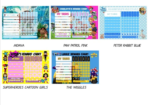 Children's Personalised Reward Chart. Kids behaviour, Chore, Toilet Training NEW - Picture 2 of 12