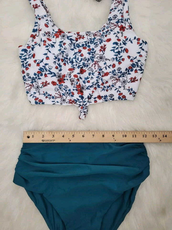 ZAFUL Womens High Waist Tankini Scoop Neck Knotted Two Piece Tankini