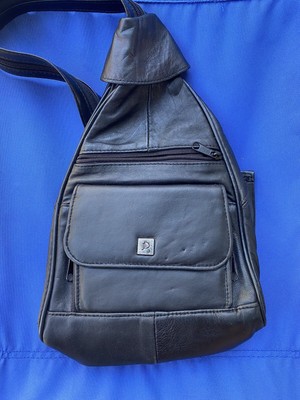 perlina black leather backpack